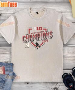 Awesome Maryland Terrapins 2025 Big Ten Men's Soccer Champions washed t-shirt showcasing team pride and style.