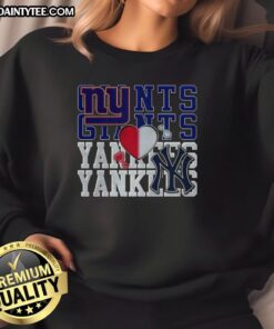 Awesome New York Giants NFL and New York Yankees MLB sweatshirt for sports lovers, showcasing team logos and vibrant design.
