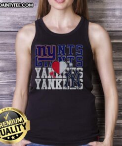 Awesome New York Giants NFL and New York Yankees MLB sport lover tank top for fans of both teams.