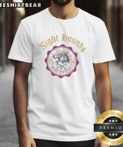 Awesome Night Hounds Motor City Blues Wolf Emblem 2024 T-Shirt featuring a bold wolf design and vibrant colors.