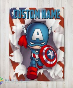 Awesome Official Superhero Marvel Avenger Chibi Captain America Blanket Fleece Customized Blanket
