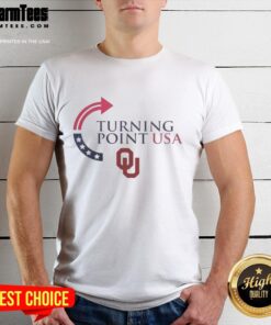 Alt Text: Awesome Oklahoma Sooners X Freedom Turning Point USA Charlie Kirk T-Shirt featuring bold graphics and vibrant colors.