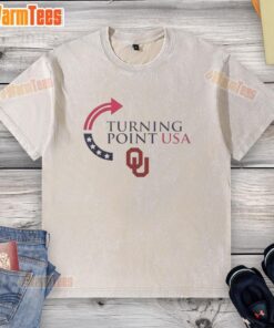 Alt Text: Awesome Oklahoma Sooners X Freedom Turning Point USA Charlie Kirk washed t-shirt featuring bold graphics and vibrant colors.