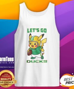 Awesome Oregon Ducks X Pikachu Let's Go tank top featuring vibrant graphics and a sporty design, perfect for fans.
