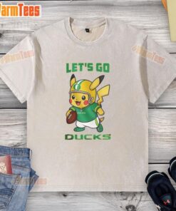 Awesome Oregon Ducks X Pikachu Let's Go washed t-shirt featuring vibrant graphics for fans of both teams.
