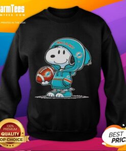 Snoopy in a hoodie celebrates Miami Dolphins fans, showcasing the Awesome Peanuts sweatshirt design.