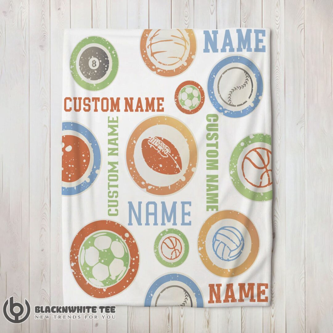 Awesome Perfect Types Of Sports Balls Blanket Fleece Customized Blanket