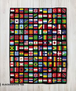 Awesome Perfect World Flags Grid Colorful International Countries Flag Blanket Fleece Blanket