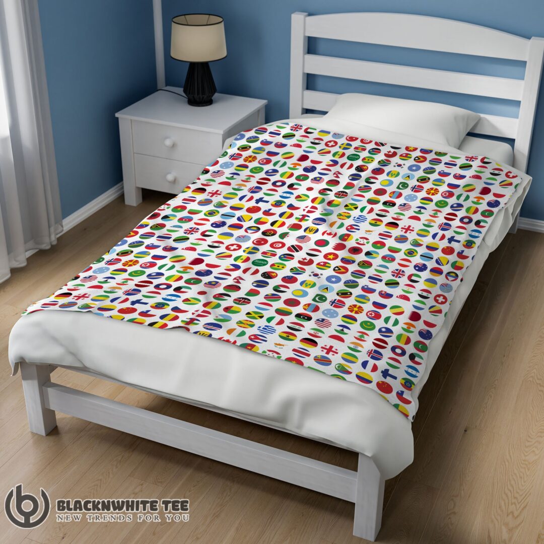 Awesome Perfect World Flags International Flags Collage Blanket Fleece Blanket