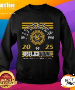 Alt Text: Awesome Pittsburgh Riverhounds SC 2025 USL Championship Final sweatshirt featuring team logo and vibrant design.