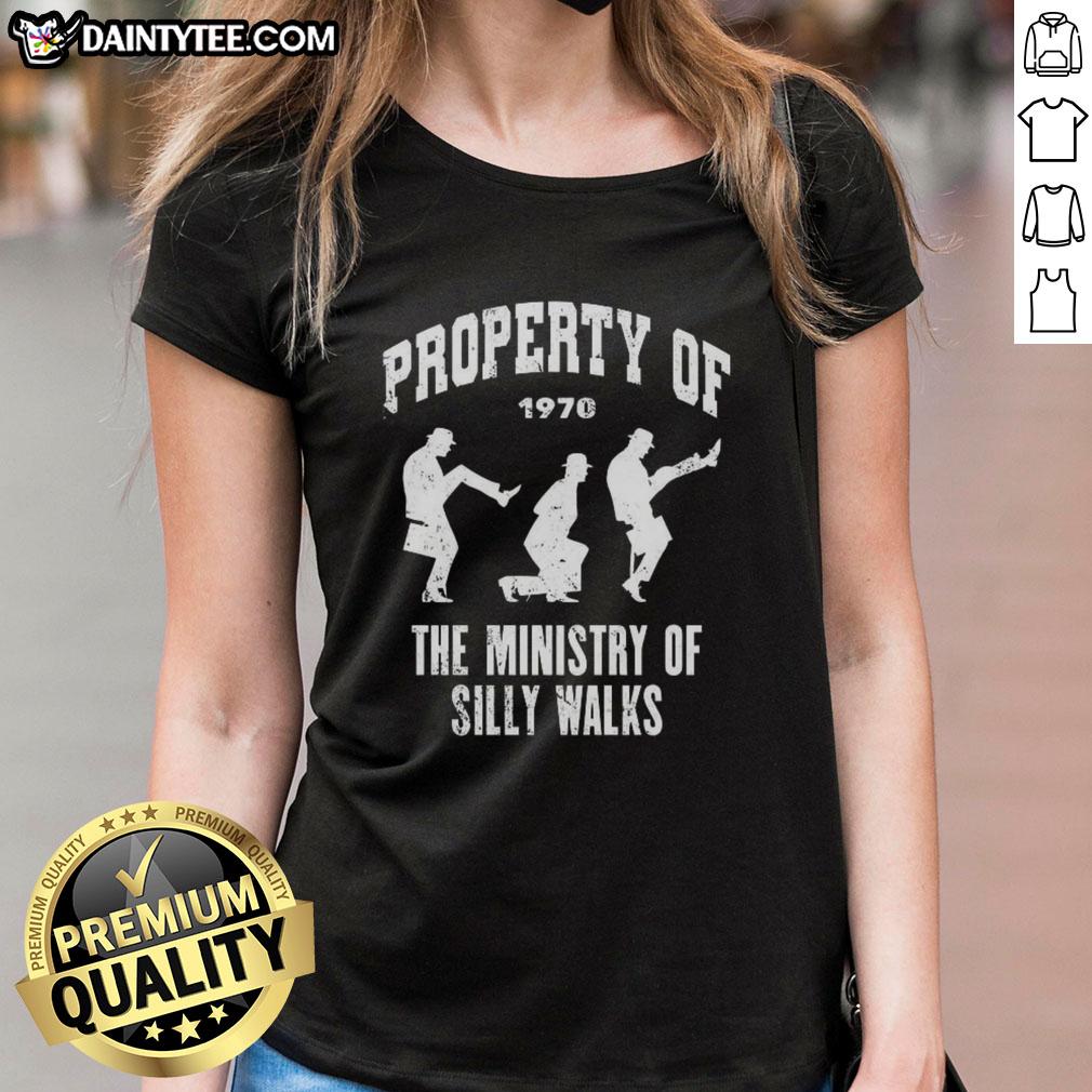 awesome-property-of-the-ministry-of-silly-walks-ladies-tee Awesome Property of the Ministry of Silly Walks ladies tee featuring a fun design and vibrant colors for fans.