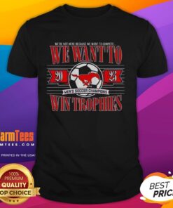 Awesome Sme Mustangs men's soccer champions t-shirt featuring trophy graphics and vibrant team colors.
