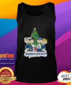 Alt Text: Awesome Snoopy and Friends Kentucky Wildcats Christmas tank top featuring festive design for holiday celebrations.