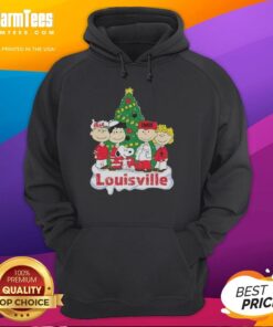 Awesome Snoopy and Friends Louisville Cardinals Christmas hoodie featuring festive design and team logo.