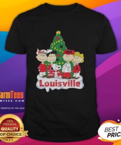 Awesome Snoopy and Friends Louisville Cardinals Christmas T-Shirt featuring festive designs and team spirit.