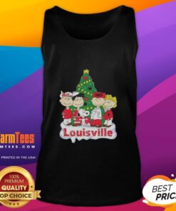 Alt Text: Awesome Snoopy and Fiends Louisville Cardinals Christmas tank top featuring festive design and team spirit.