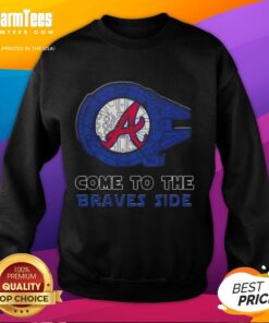 Awesome Star Wars Atlanta Braves side sweatshirt featuring iconic designs for fans and stylish wearers alike.