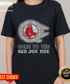 Awesome Star Wars Boston Red Sox Side Ladies Tee featuring iconic designs for fans of both franchises.