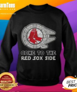 Awesome Star Wars Boston Red Sox side sweatshirt featuring iconic characters and team logo for fans and collectors.