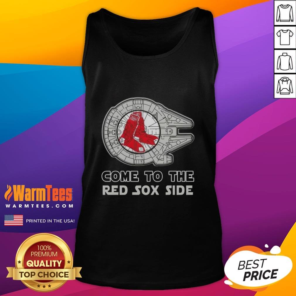 awesome-star-wars-come-to-the-boston-red-sox-side-tank-top Alt Text: Awesome Star Wars tank top featuring Boston Red Sox logo, perfect for fans combining sports and sci-fi style.