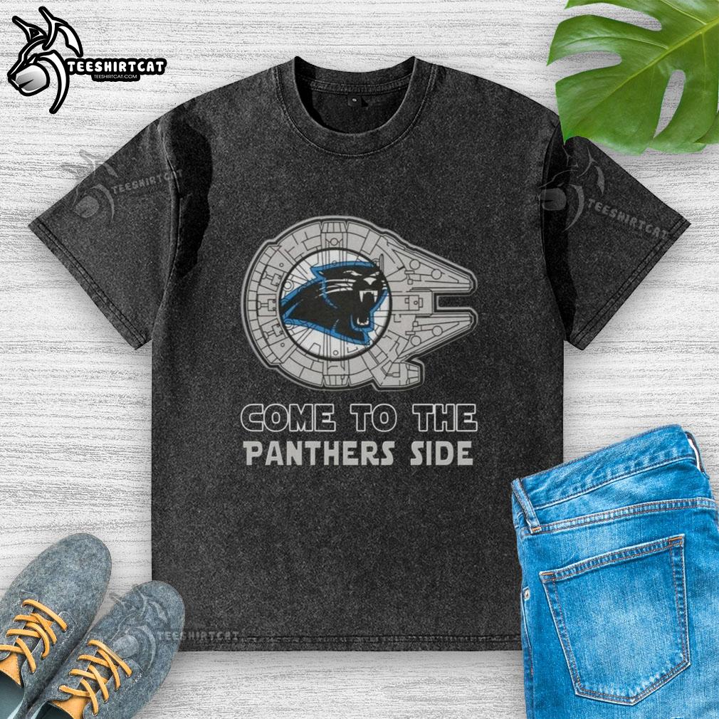awesome-star-wars-come-to-the-carolina-panthers-side-washed-t-shirt Alt Text: Awesome Star Wars Come to the Carolina Panthers Side Washed T-Shirt featuring bold graphics and vibrant colors.