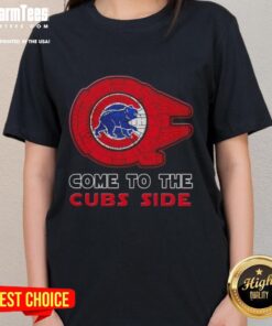 Awesome Star Wars Come To The Chicago Cubs Side Ladies Tee featuring a stylish design for fans of both franchises.