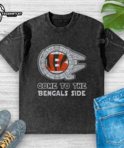 Awesome Star Wars Come to the Cincinnati Bengals Side Washed T-Shirt featuring vibrant graphics and a comfortable fit.
