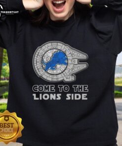 Awesome Star Wars Come To The Detroit Lions Side Sweatshirt featuring vibrant graphics and team colors for fans.