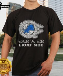 Awesome Star Wars Come To The Detroit Lions Side T-Shirt featuring vibrant graphics and a unique design for fans.