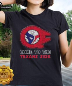 Awesome Star Wars Houston Texans ladies tee featuring a stylish design for fans of football and sci-fi culture.