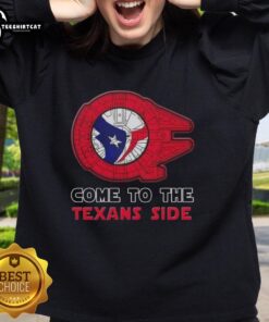 Awesome Star Wars Come to the Houston Texans side sweatshirt featuring vibrant designs and team colors for fans.
