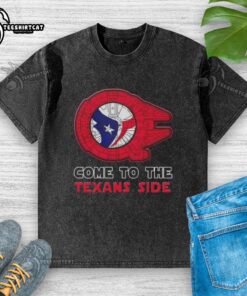 Awesome Star Wars Come to the Houston Texans side washed t-shirt featuring vibrant graphics and a comfortable fit.
