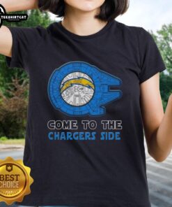 Awesome Star Wars Los Angeles Chargers side ladies tee featuring a stylish design for fans of both franchises.