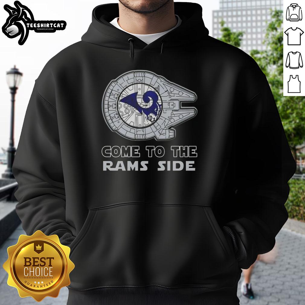 awesome-star-wars-come-to-the-los-angeles-rams-side-hoodie Awesome Star Wars hoodie featuring Los Angeles Rams logo, perfect for fans blending sports and sci-fi style.