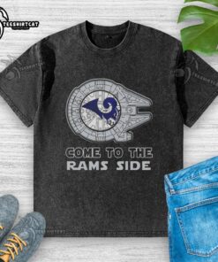 Awesome Star Wars Los Angeles Rams side washed t-shirt featuring iconic designs and vibrant colors for fans.