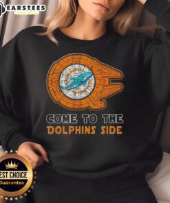 Awesome Star Wars Miami Dolphins side sweatshirt featuring iconic designs, perfect for fans and cozy wear.
