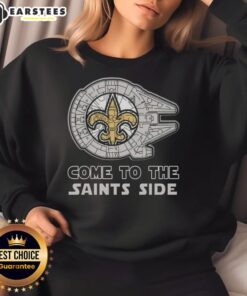 Awesome Star Wars Come to the New Orleans Saints Side Sweatshirt featuring bold graphics and team colors.