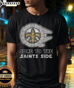 Awesome Star Wars Come To The New Orleans Saints Side T-Shirt featuring iconic characters supporting the Saints.