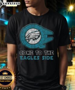 Awesome Star Wars Philadelphia Eagles T-shirt featuring iconic characters and team logo for fans of both franchises.