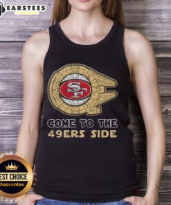 Awesome Star Wars-themed San Francisco 49ers side tank top featuring iconic graphics for fans and casual wear.