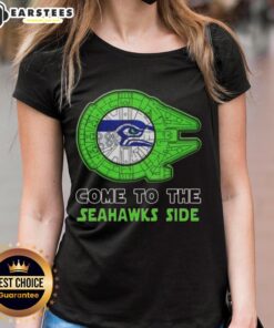 Awesome Star Wars Seattle Seahawks side ladies tee featuring a unique design for fans of both franchises.