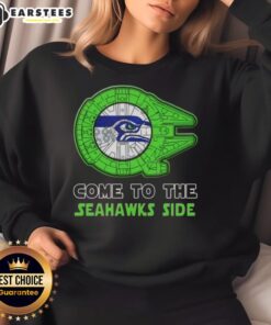 Awesome Star Wars Seattle Seahawks side sweatshirt featuring a unique design for fans of both franchises.
