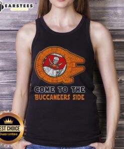 Awesome Star Wars Come to the Tampa Bay Buccaneers Side Tank Top featuring iconic characters in team colors.