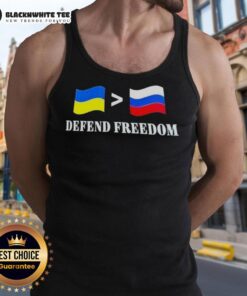 Awesome Ukraine Greater Than Russia Flag Defend Freedom Tank Top featuring a bold design celebrating Ukrainian pride.