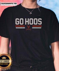 Awesome Virginia Cavaliers football Go Hoos stripes logo on a stylish ladies tee for fans and sports lovers.
