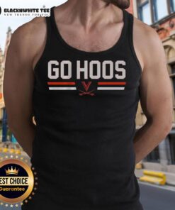 Alt Text: Awesome Virginia Cavaliers football Go Hoos stripes logo tank top featuring team colors and design for fans.