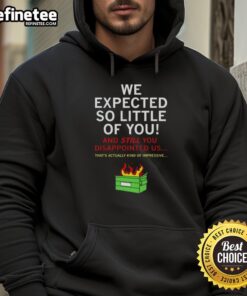 Alt Text: Awesome We Expected So Little Of You Hoodie in stylish design, perfect for casual wear and expressing personality.