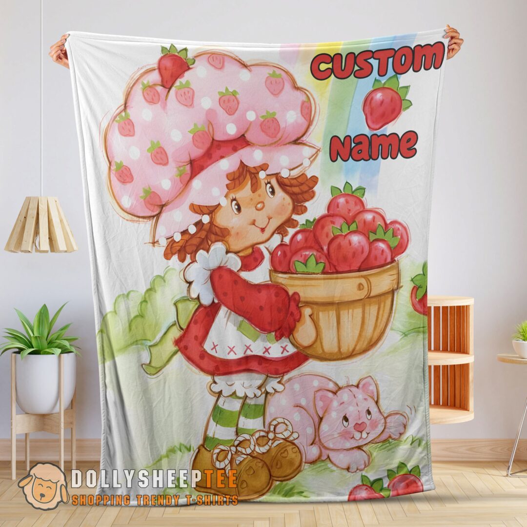 Cartoon Strawberry Shortcake Blanket Customize Blanket
