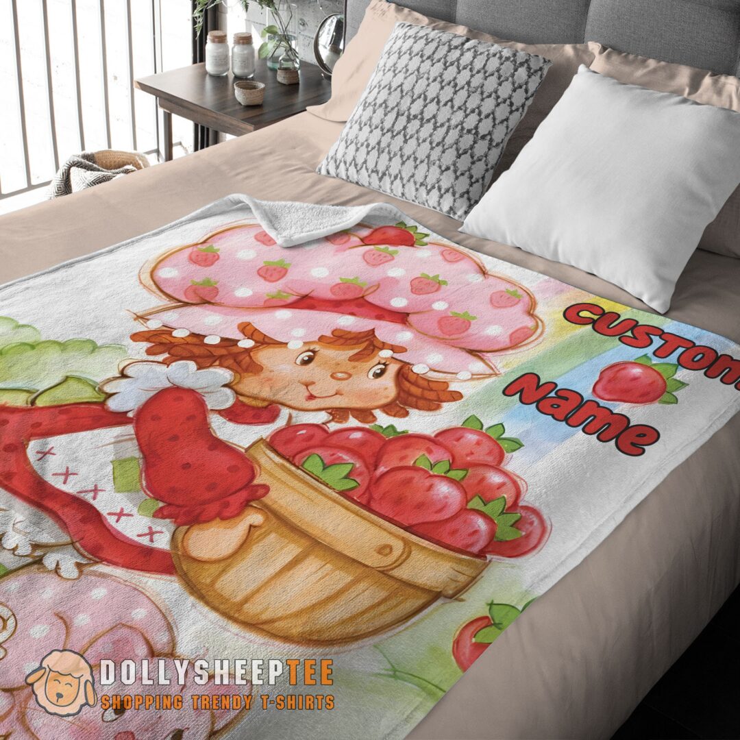 Cartoon Strawberry Shortcake Blanket Customize Blanket