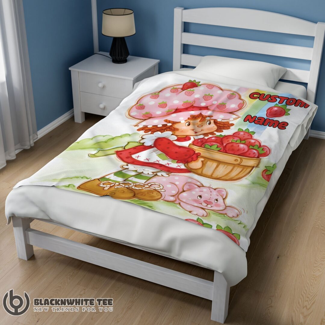 Cartoon Strawberry Shortcake Blanket Customize Premium Blanket
